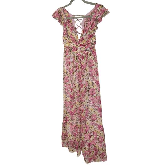 ASTR the Label Primrose Maxi Dress Lace Up Back Floral Fairy Cottage Spring XS - Picture 5 of 13